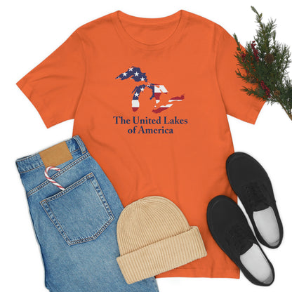 'The United Lakes of America' T-Shirt (w/ Great Lakes USA Flag Outline) | Unisex Standard Fit