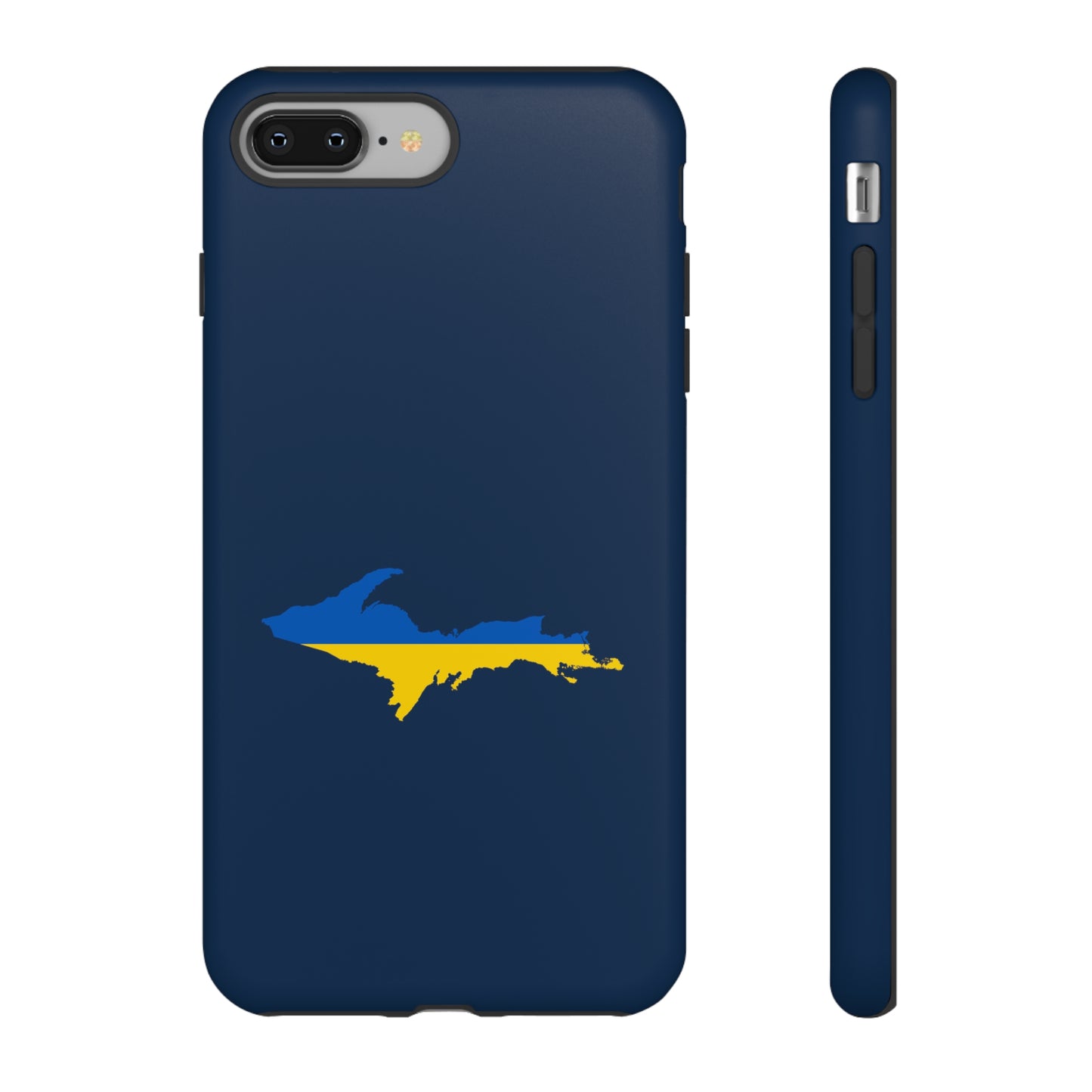 Michigan Upper Peninsula Tough Phone Case (Navy w/ UP Ukraine Flag Outline) | Apple iPhone