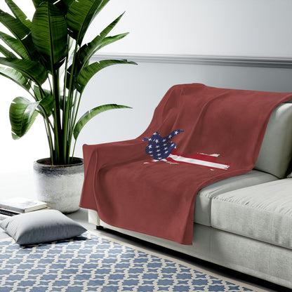 Michigan Upper Peninsula Plush Blanket (w/ UP USA Flag Outline) | Ore Dock Red