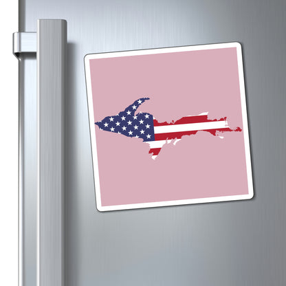 Michigan Upper Peninsula Square Magnet (Pink w/ UP USA Flag Outline)