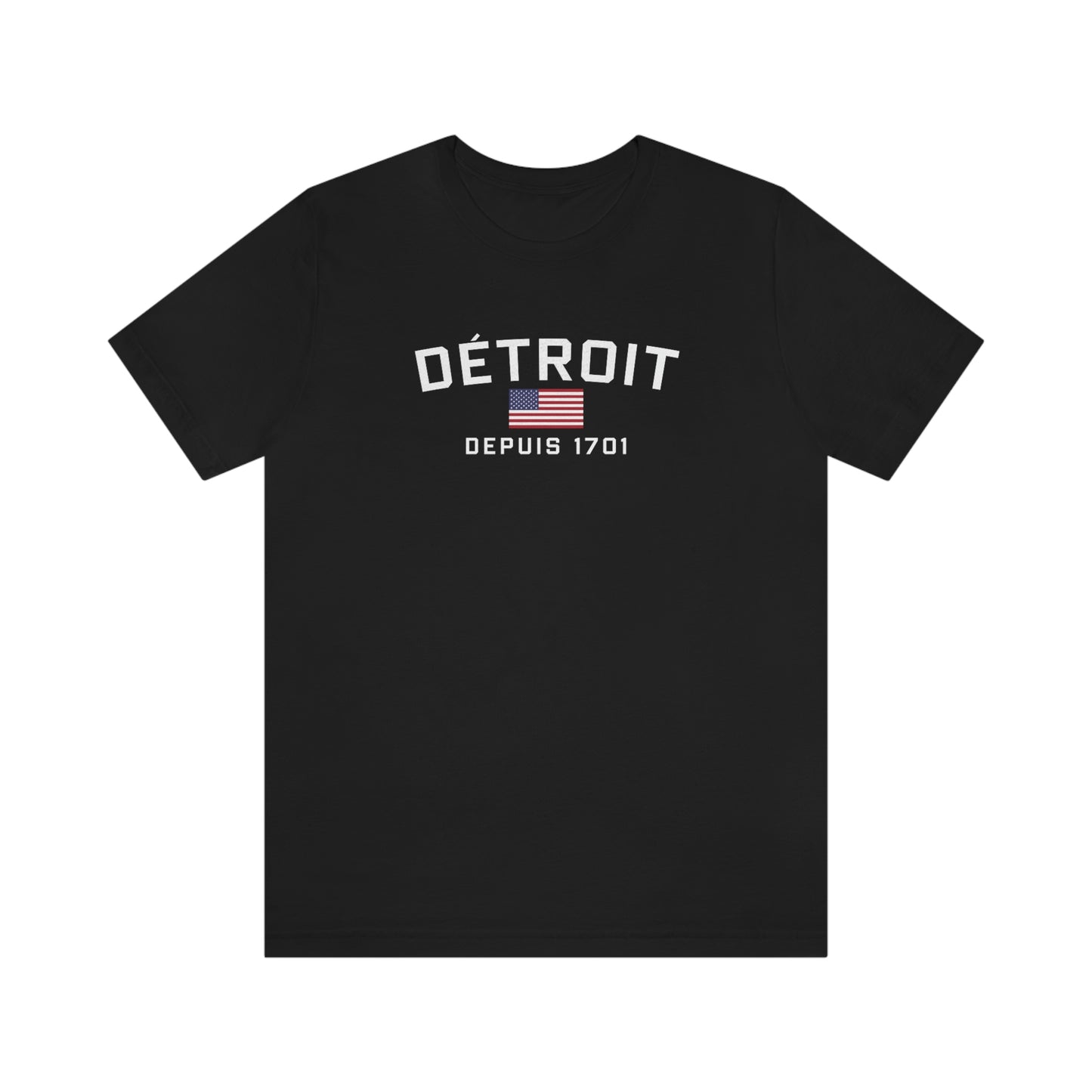 'Détroit Depuis 1701' T-Shirt (w/USA Flag Outline) | Unisex Standard Fit