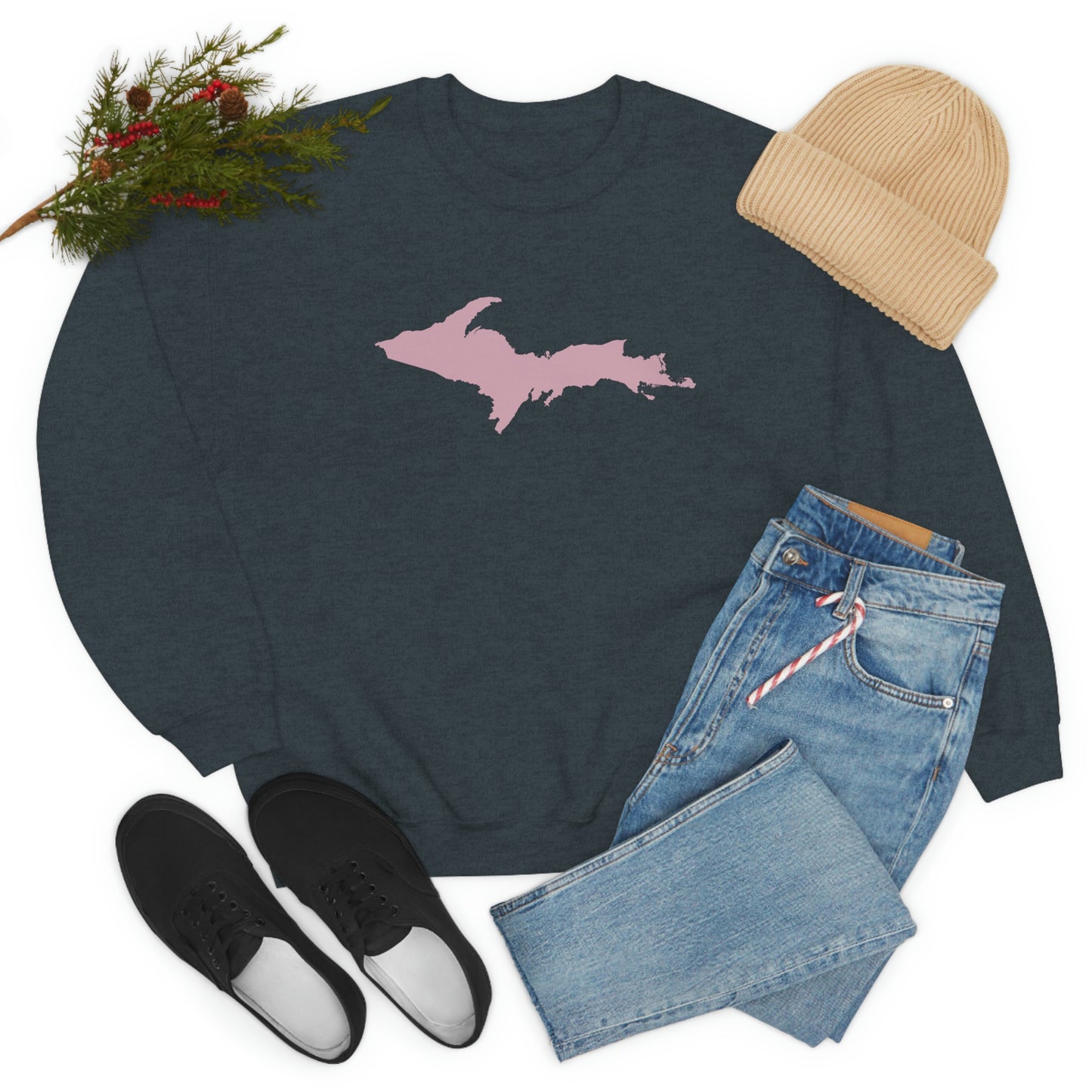 Michigan Upper Peninsula Sweatshirt (w/ Pink UP Outline) | Unisex Standard