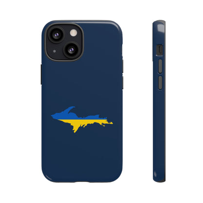 Michigan Upper Peninsula Tough Phone Case (Navy w/ UP Ukraine Flag Outline) | Apple iPhone