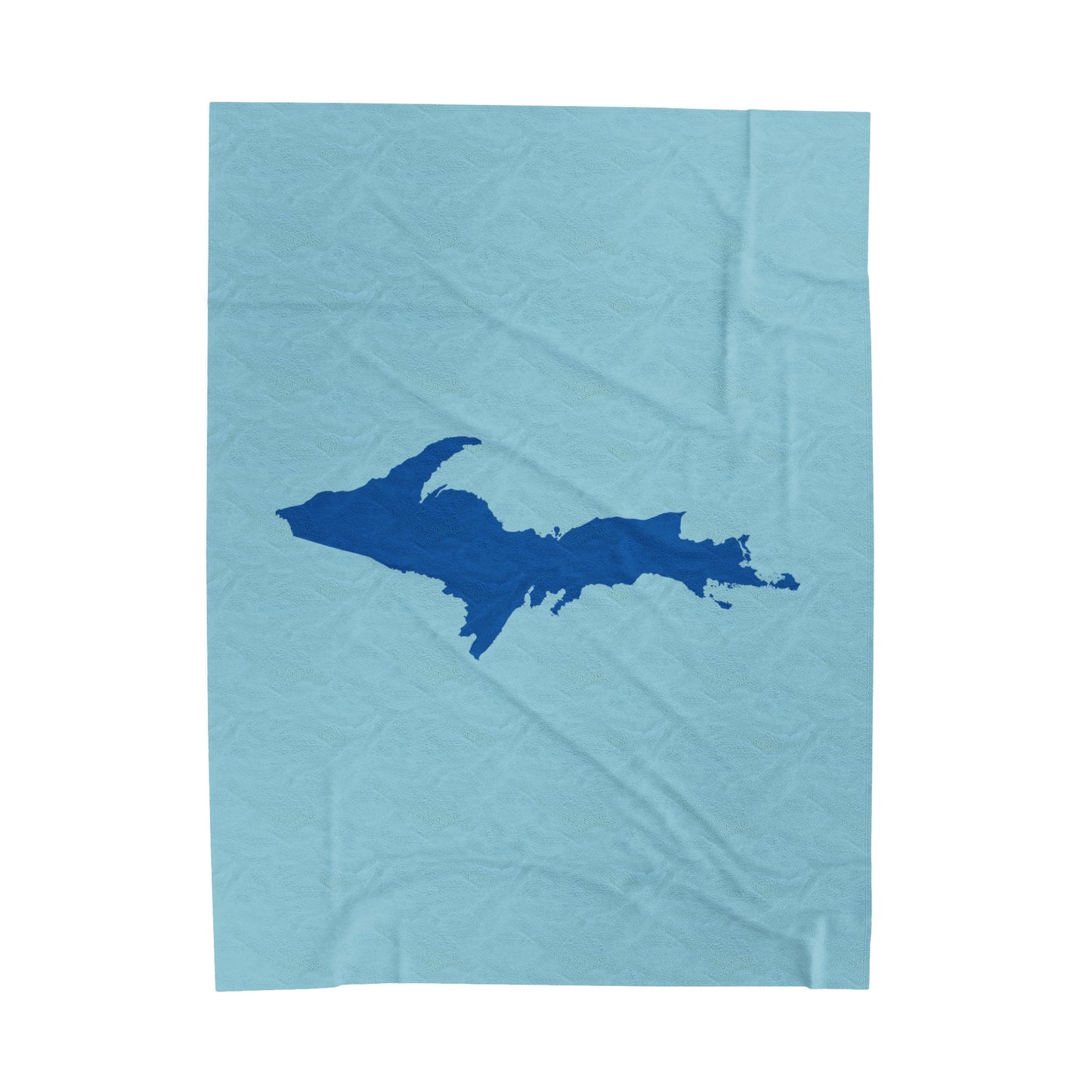 Michigan Upper Peninsula Plush Blanket (w/ Azure UP Outline) | '58 Caddie Blue