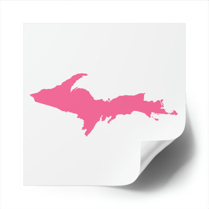 Michigan Upper Peninsula Square Sticker (w/ Pink UP Outline) | Indoor/Outdoor