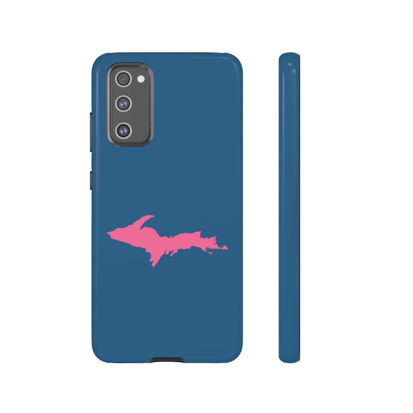 Michigan Upper Peninsula Tough Phone Case (Blueberry w/ Pink UP Outline) | Samsung & Pixel Android