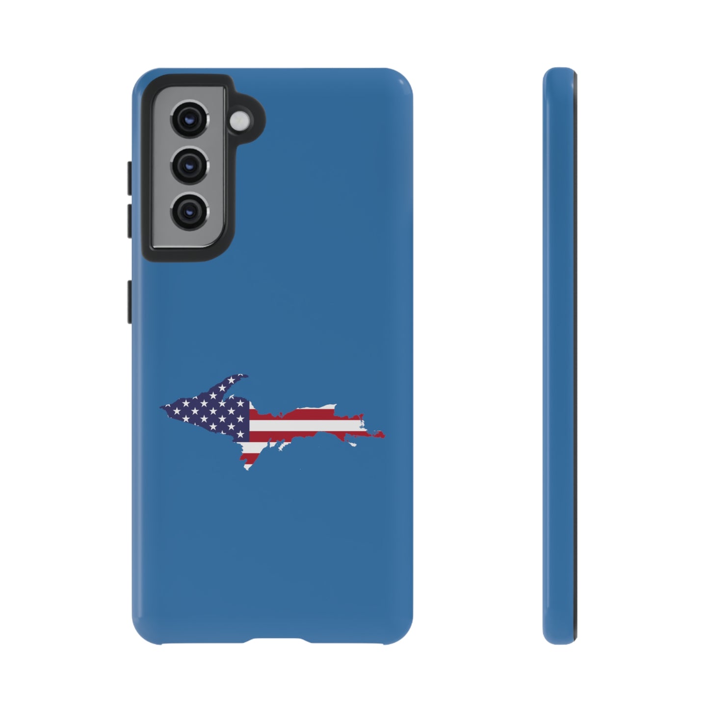 Michigan Upper Peninsula Tough Phone Case (Lake Superior Blue w/ UP USA Flag Outline) | Samsung & Pixel Android