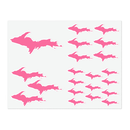 Michigan Upper Peninsula Sticker Sheet (w/ Pink UP Outline) | US Letter Size