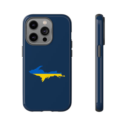 Michigan Upper Peninsula Tough Phone Case (Navy w/ UP Ukraine Flag Outline) | Apple iPhone