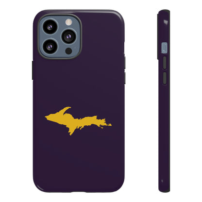 Michigan Upper Peninsula Tough Phone Case (Blackcurrant w/ Gold UP Outline) | Apple iPhone