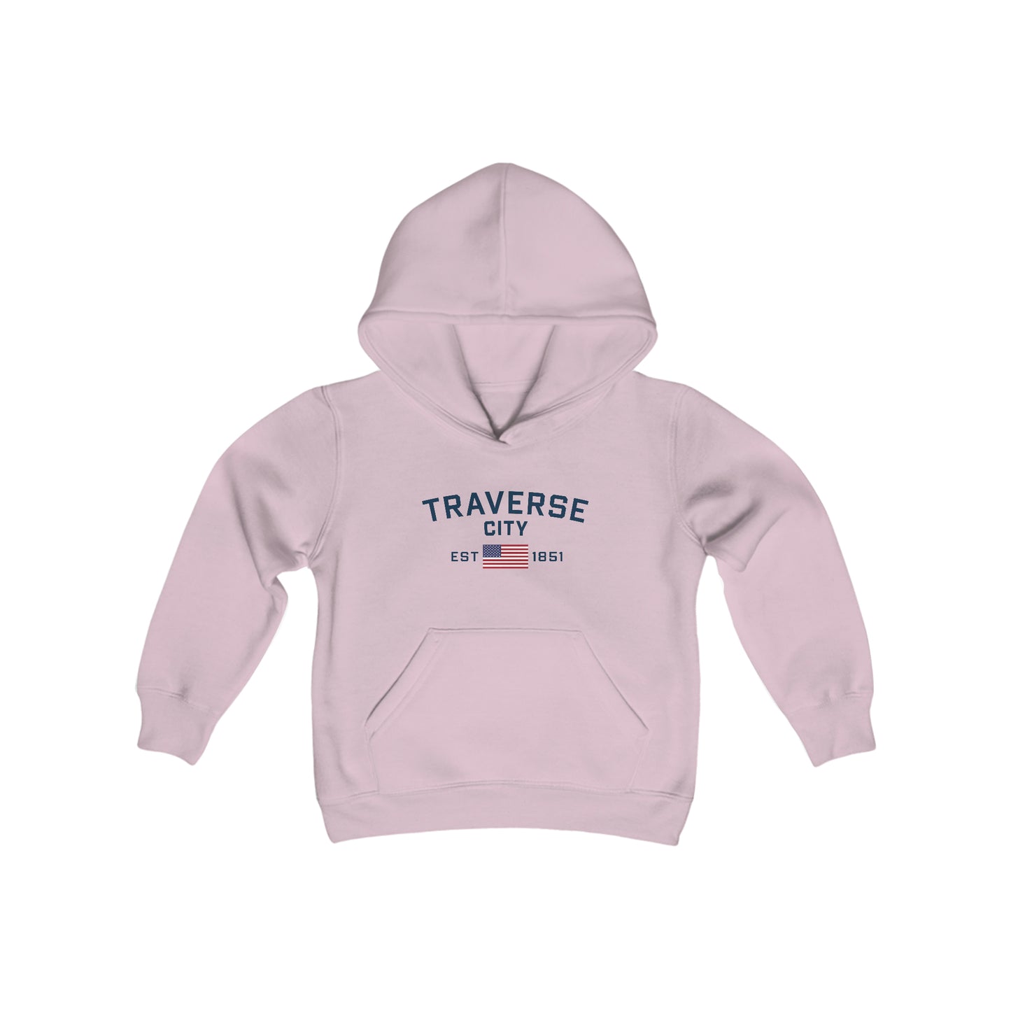 'Traverse City 1851' Hoodie (w/USA Flag Outline) | Unisex Youth