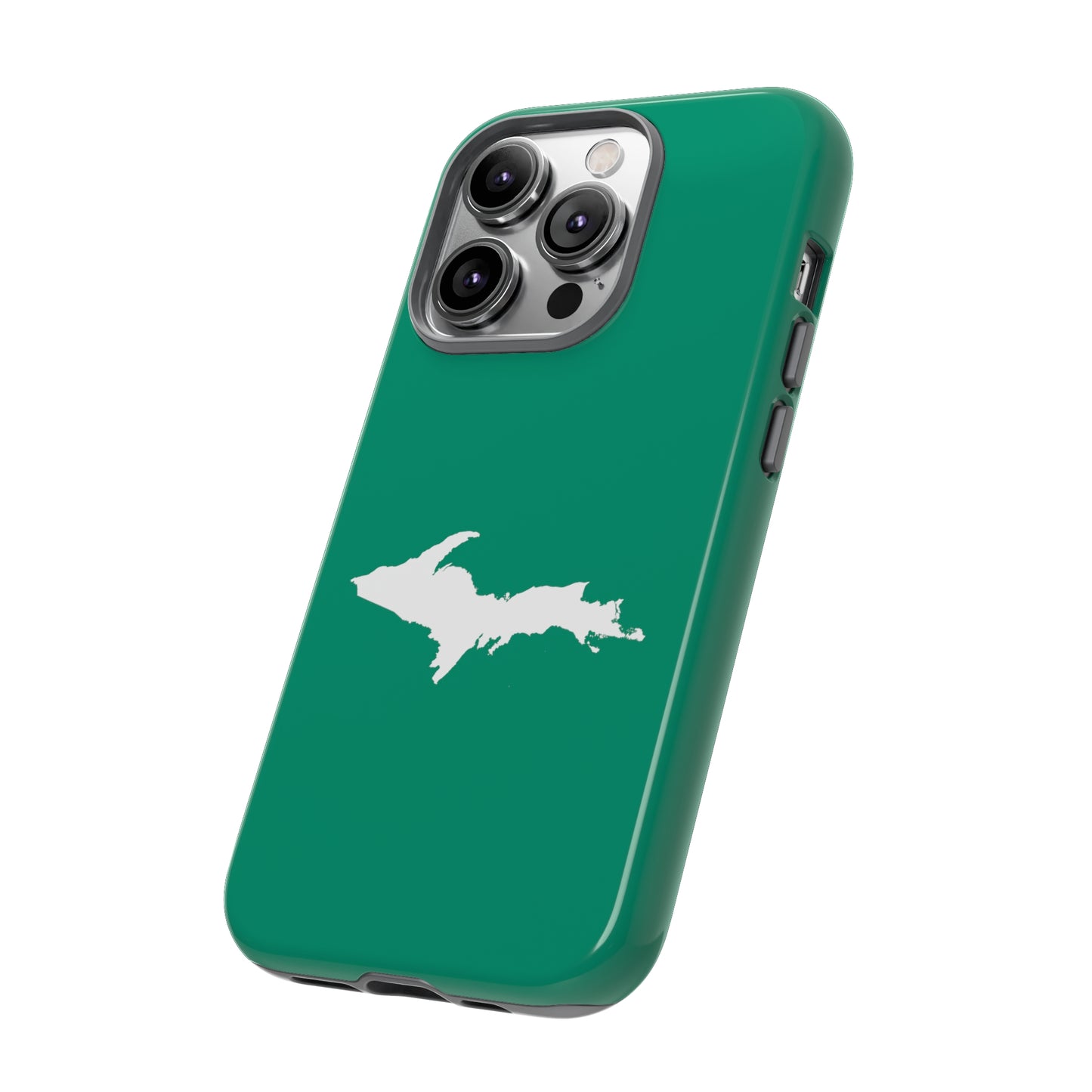 Michigan Upper Peninsula Tough Phone Case (Emerald Green w/ UP Outline) | Apple iPhone