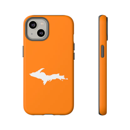 Michigan Upper Peninsula Tough Phone Case (Orange w/ UP Outline) | Apple iPhone