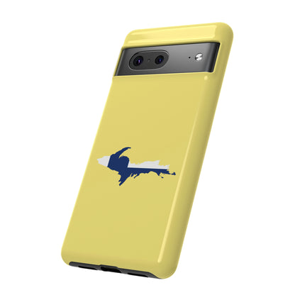 Michigan Upper Peninsula Tough Phone Case (Yellow Cherry Color w/ UP Finland Flag Outline) | Samsung & Pixel Android