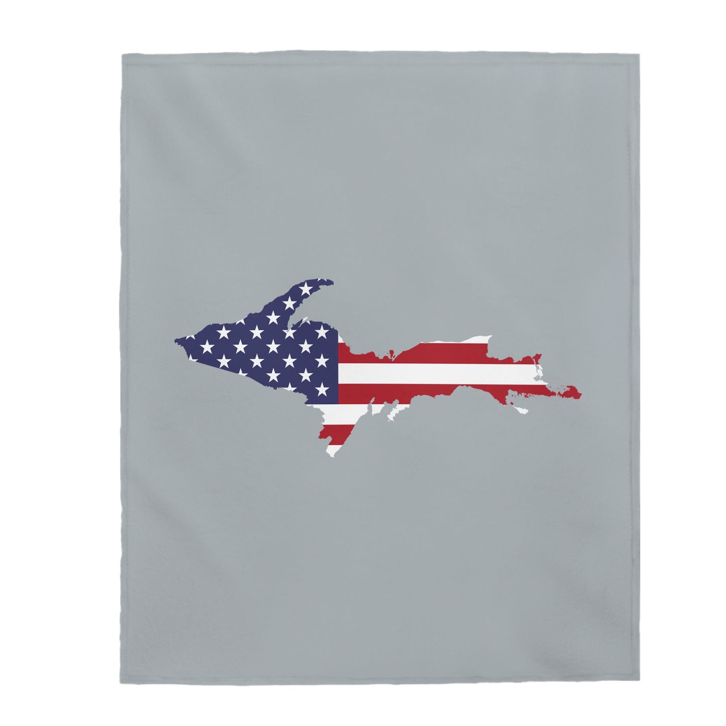 Michigan Upper Peninsula Plush Blanket (w/ UP USA Flag Outline) | Silver