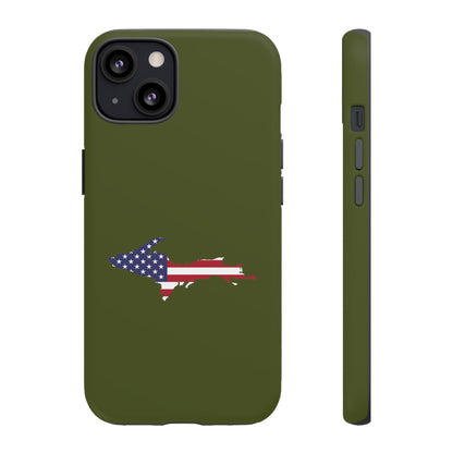 Michigan Upper Peninsula Tough Phone Case (Army Green w/ UP USA Outline) | Apple iPhone