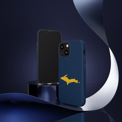 Michigan Upper Peninsula Tough Phone Case (Navy w/ Gold UP Outline) | Apple iPhone