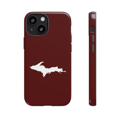 Michigan Upper Peninsula Tough Phone Case (Cherrywood Red w/ UP Outline) | Apple iPhone