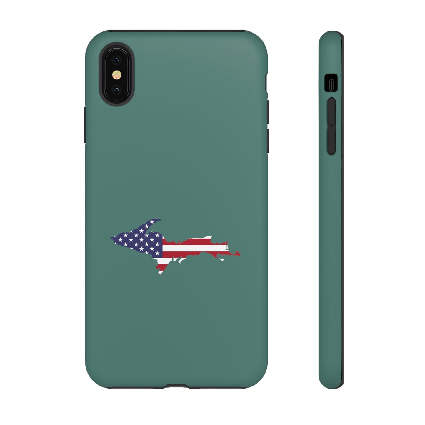 Michigan Upper Peninsula Tough Phone Case (Copper Green w/ UP USA Outline) | Apple iPhone