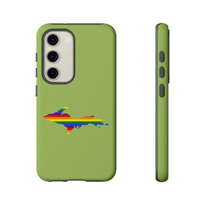 Michigan Upper Peninsula Tough Phone Case (Gooseberry Green w/ UP Pride Flag Outline) | Samsung & Pixel Android