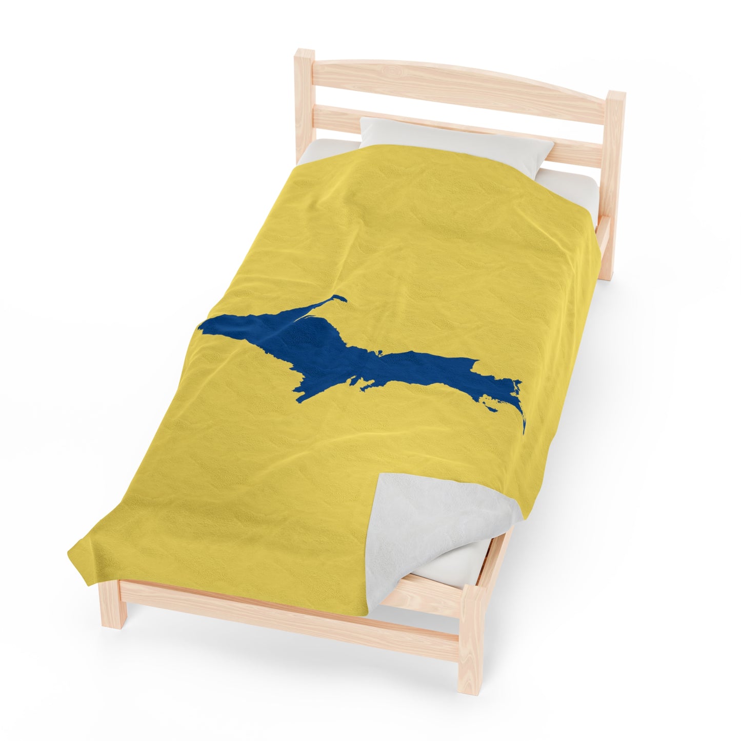 Michigan Upper Peninsula Plush Blanket (w/ Azure UP Outline) | Cherry Yellow