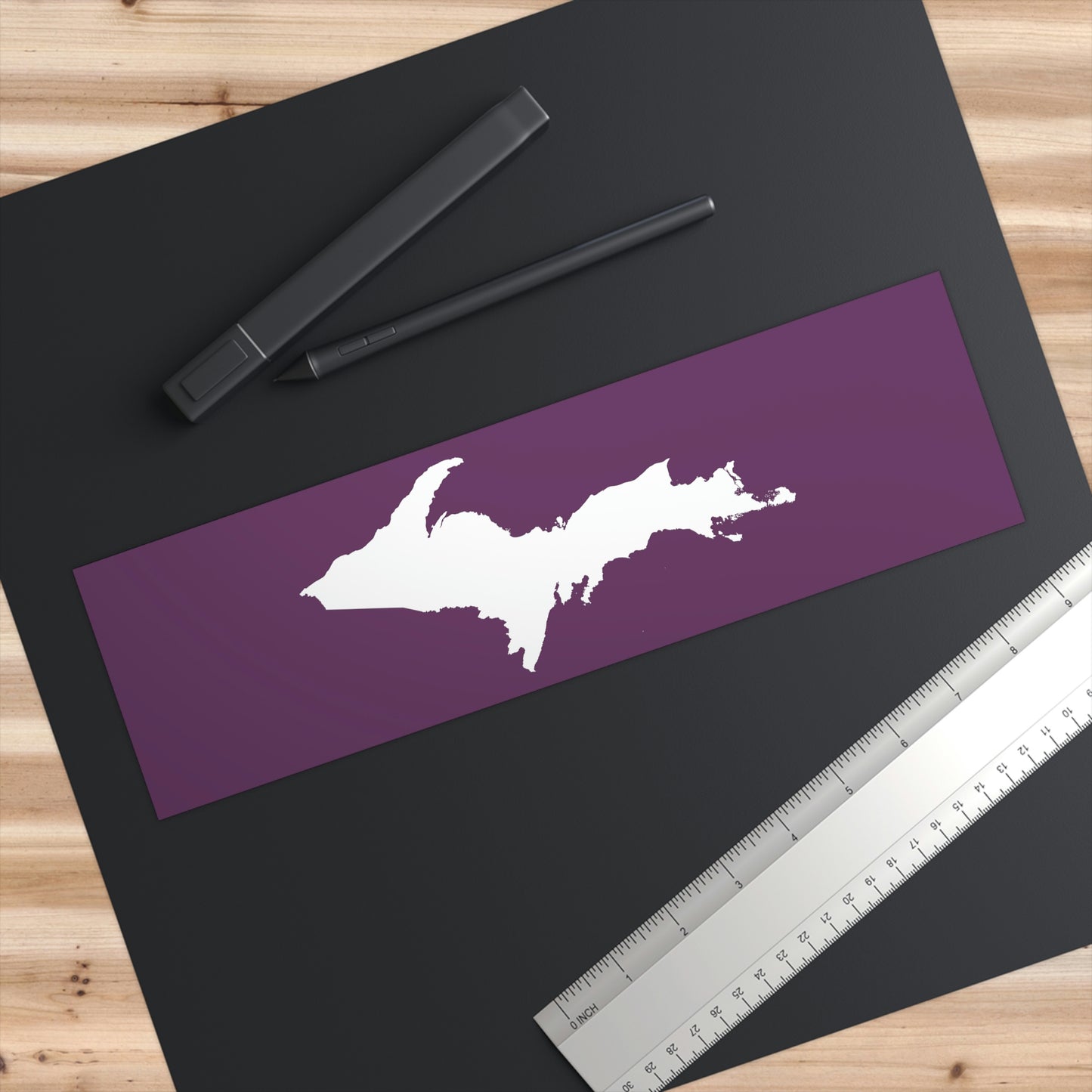 Michigan Upper Peninsula Bumper Sticker (w/ UP Outline) | Plum Background