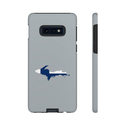 Michigan Upper Peninsula Tough Phone Case (Silver w/ UP Finland Flag Outline) | Samsung & Pixel Android