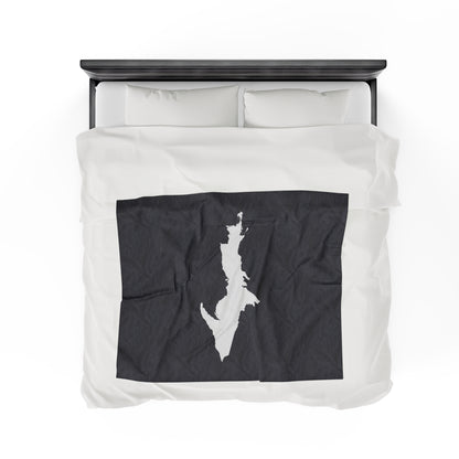 Michigan Upper Peninsula Plush Blanket (w/ UP Outline) | Iron Ore Grey