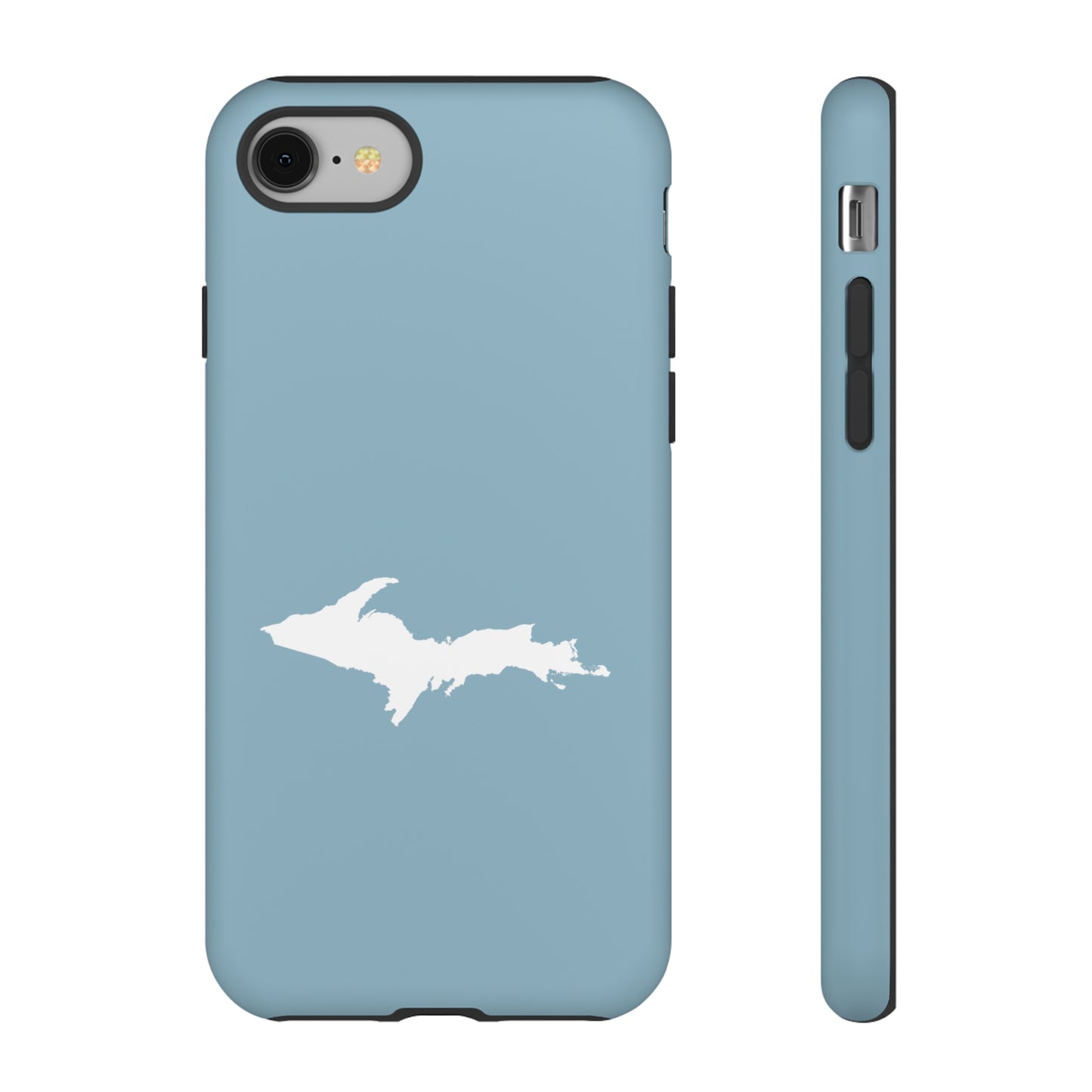 Michigan Upper Peninsula Tough Phone Case (Opal Blue w/ UP Outline) | Apple iPhone