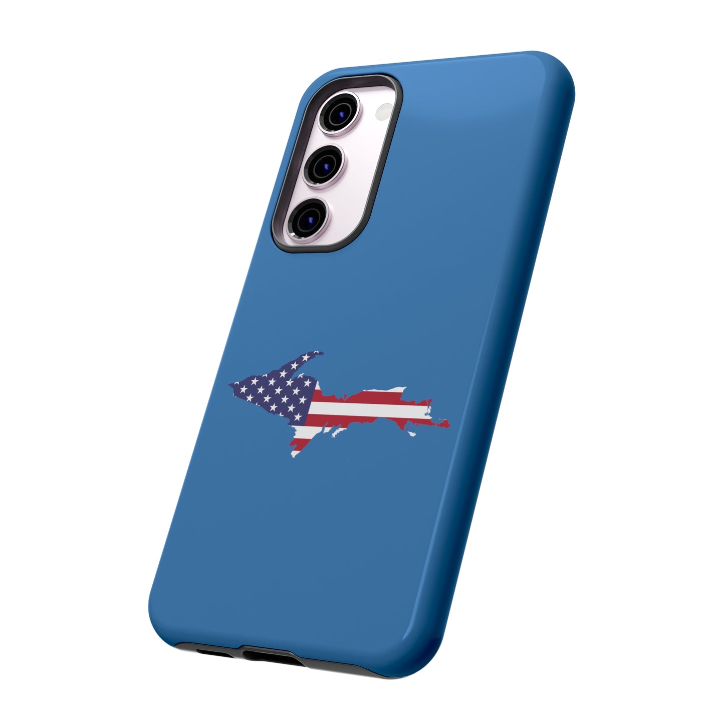 Michigan Upper Peninsula Tough Phone Case (Lake Superior Blue w/ UP USA Flag Outline) | Samsung & Pixel Android