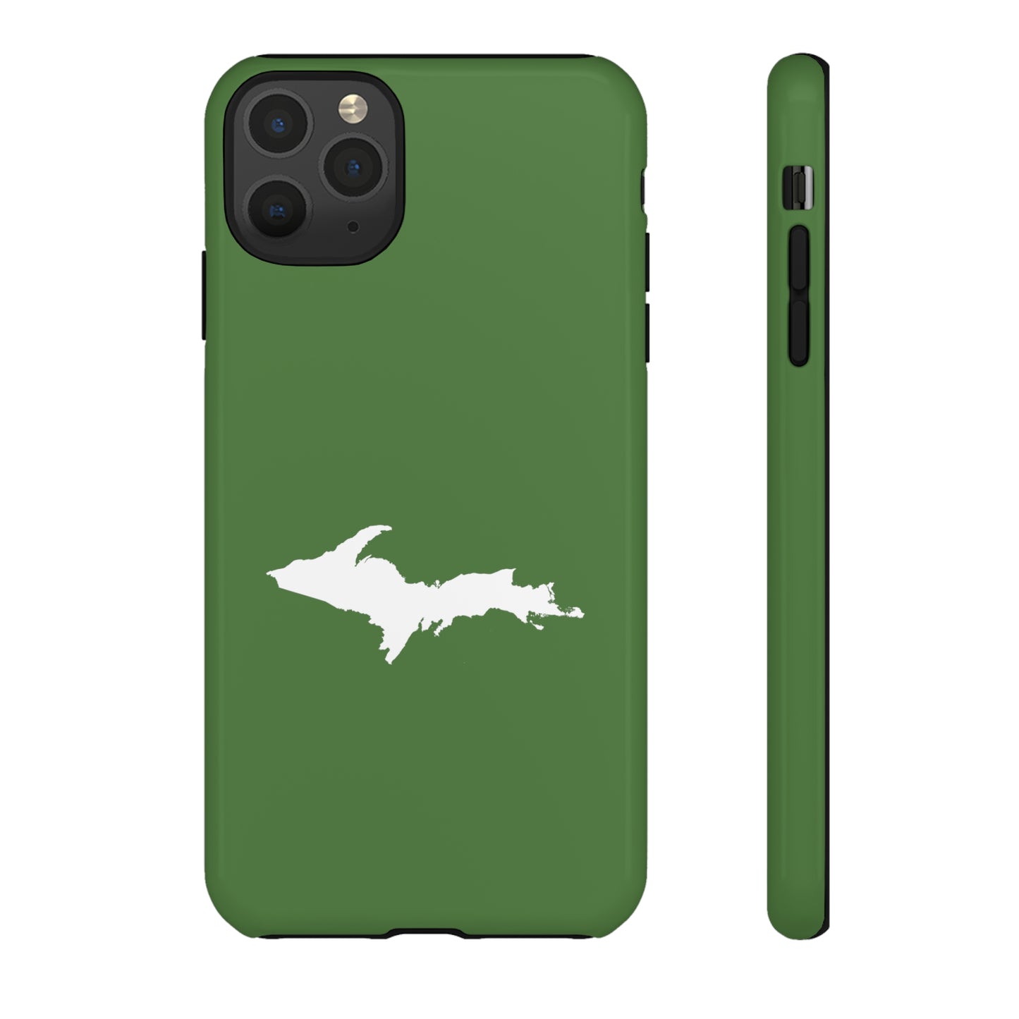 Michigan Upper Peninsula Tough Phone Case (Pine Green w/ UP Outline) | Apple iPhone