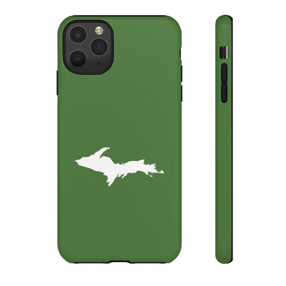 Michigan Upper Peninsula Tough Phone Case (Pine Green w/ UP Outline) | Apple iPhone