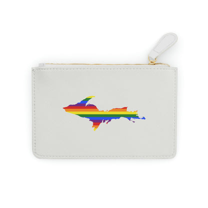 Michigan Upper Peninsula Mini Clutch Bag (Birch Bark White w/ UP Pride Flag Outline)