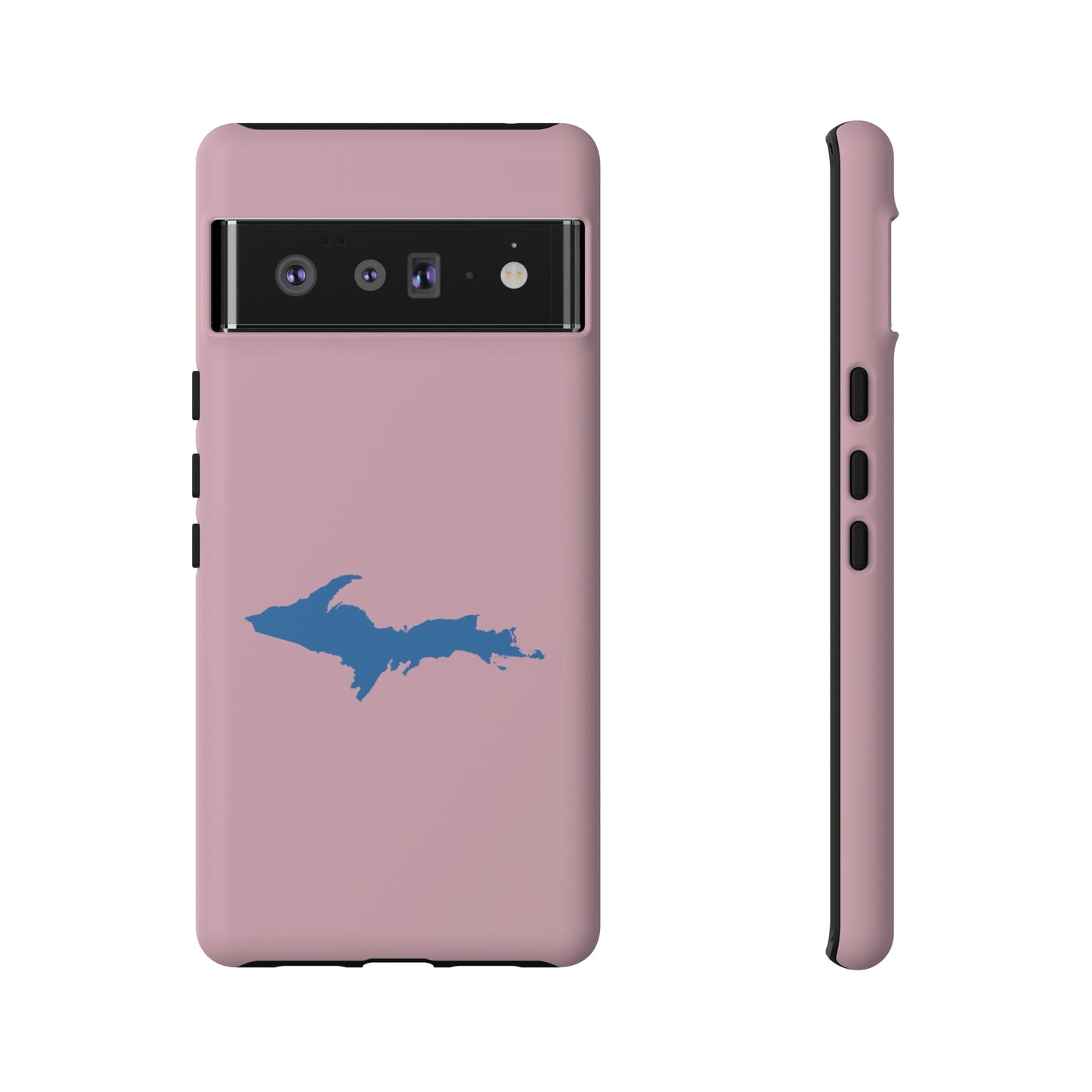 Michigan Upper Peninsula Tough Phone Case (Pink w/ Azure UP Outline) | Samsung & Pixel Android