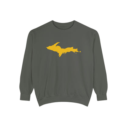 Michigan Upper Peninsula Sweatshirt (w/ Gold UP Outline) | Unisex Garment Dyed