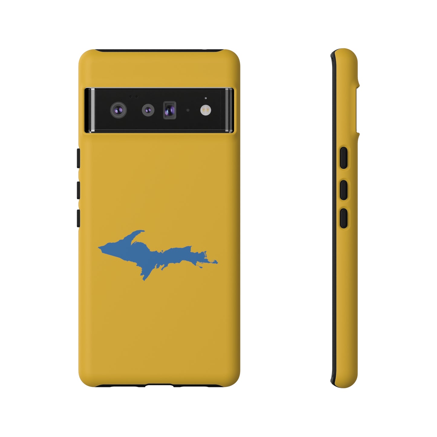 Michigan Upper Peninsula Tough Phone Case (Gold w/ Azure UP Outline) | Samsung & Pixel Android