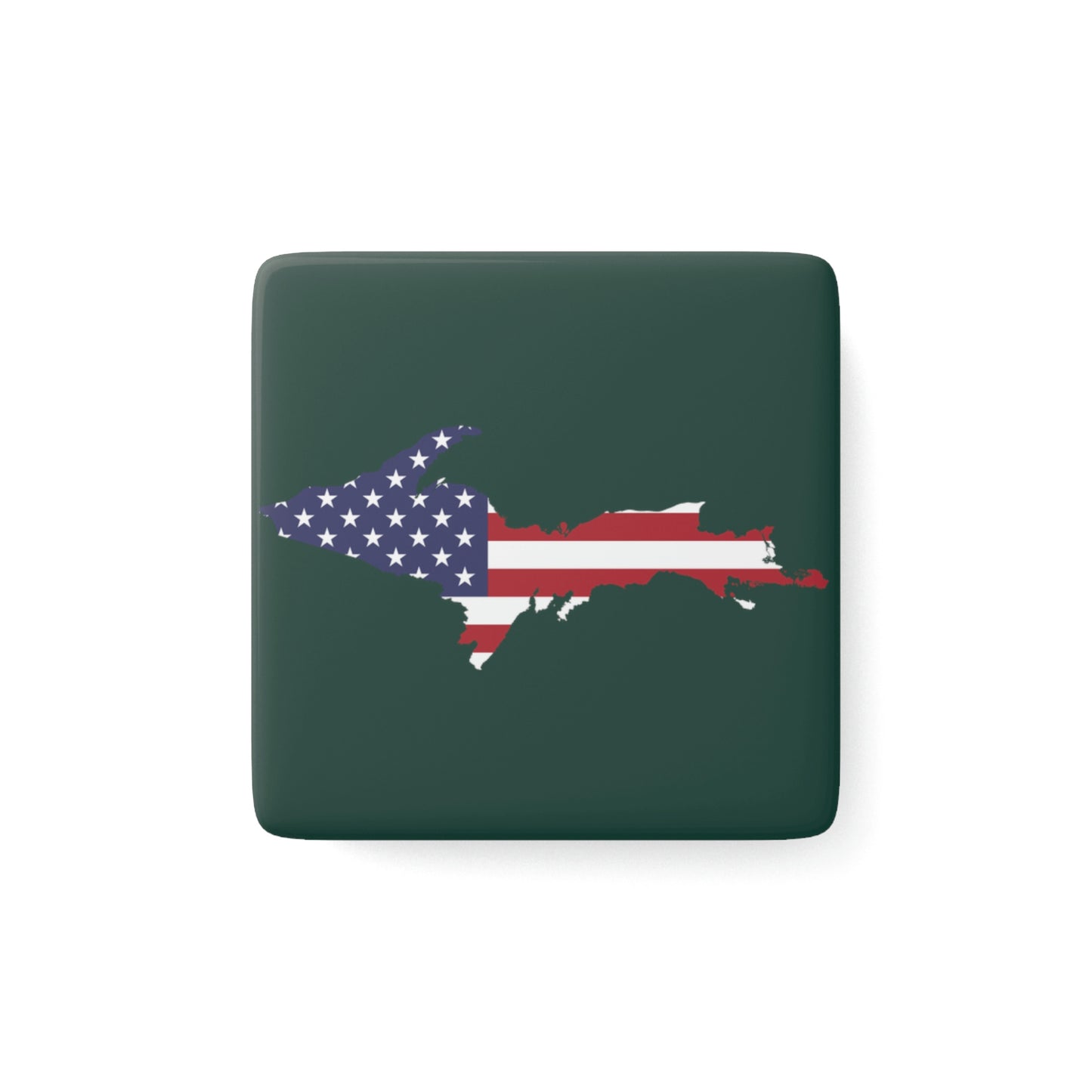 Michigan Upper Peninsula Porcelain Magnet (Green w/ UP USA Outline)