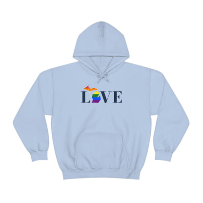 Michigan 'Love' Hoodie (w/LGBTQ Pride Colors) | Unisex Standard