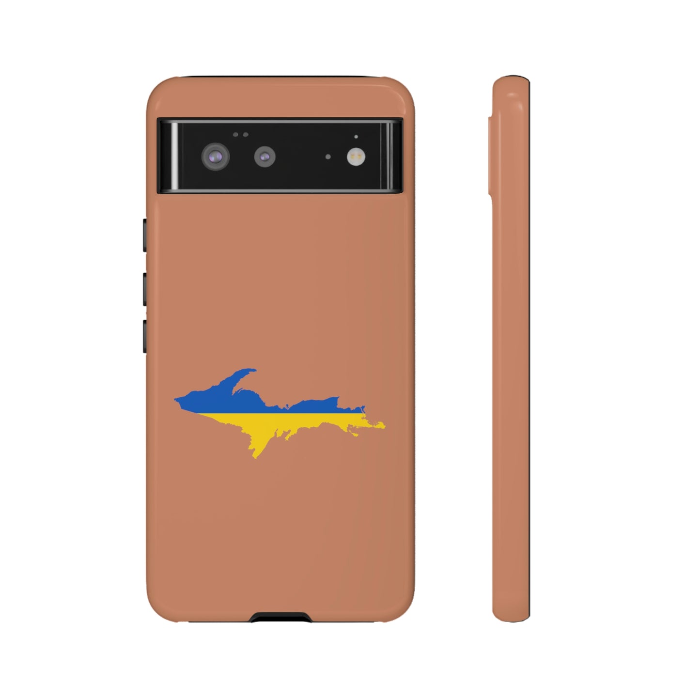 Michigan Upper Peninsula Tough Phone Case (Copper Color w/ UP Ukraine Flag Outline) | Samsung & Pixel Android