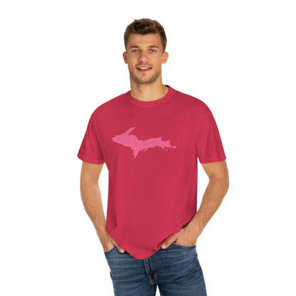 Michigan Upper Peninsula T-Shirt (w/ Pink UP Outline) | Unisex Garment-Dyed