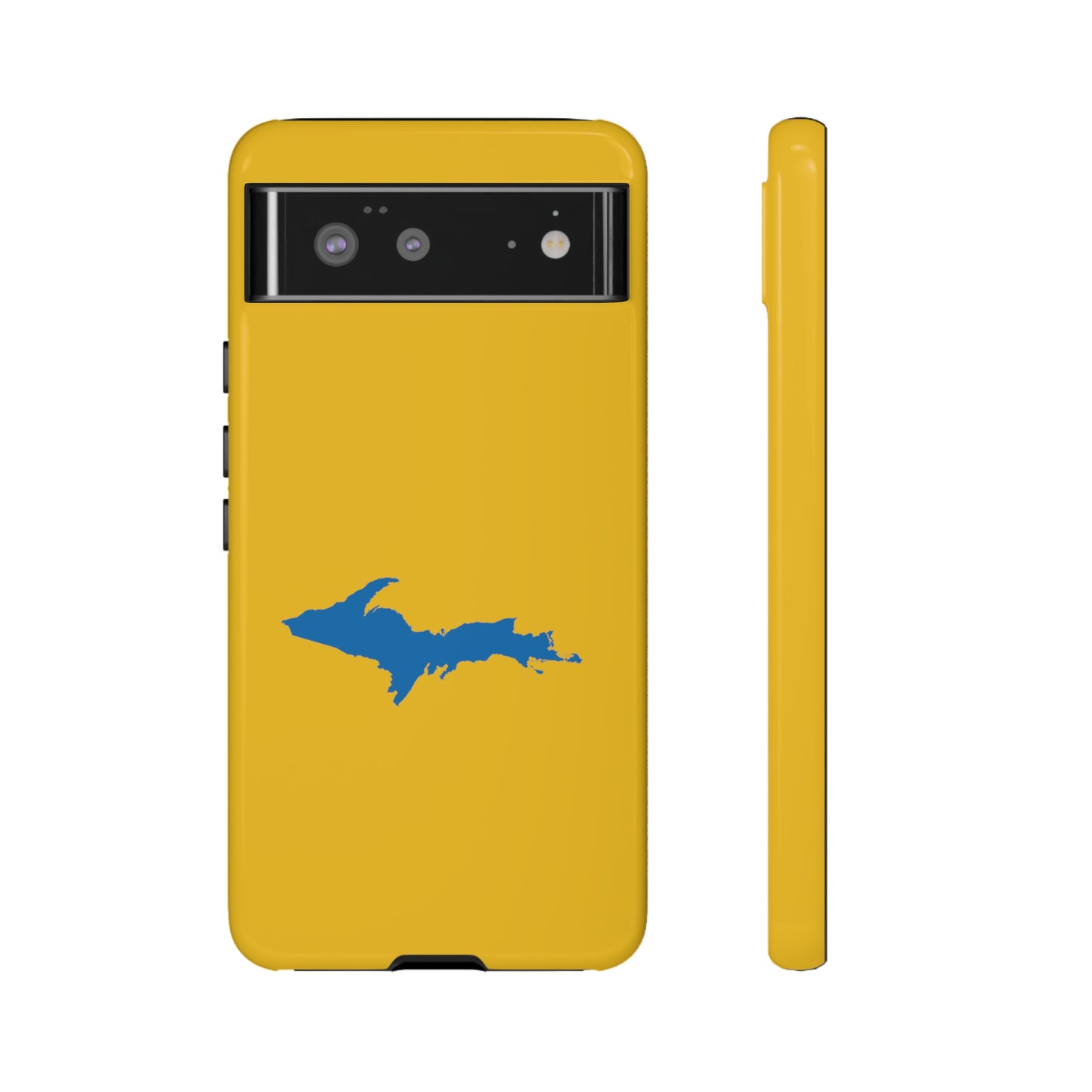 Michigan Upper Peninsula Tough Phone Case (Gold w/ Azure UP Outline) | Samsung & Pixel Android