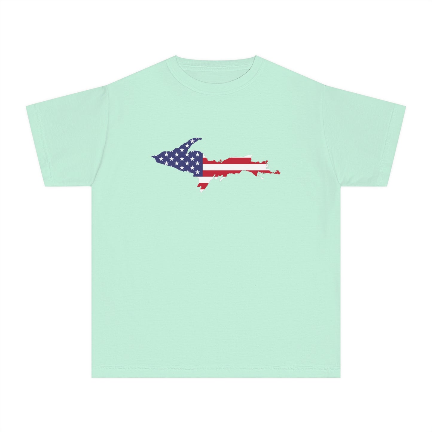 Michigan Upper Peninsula T-Shirt (w/ UP USA Flag Outline) | Youth Garment-Dyed