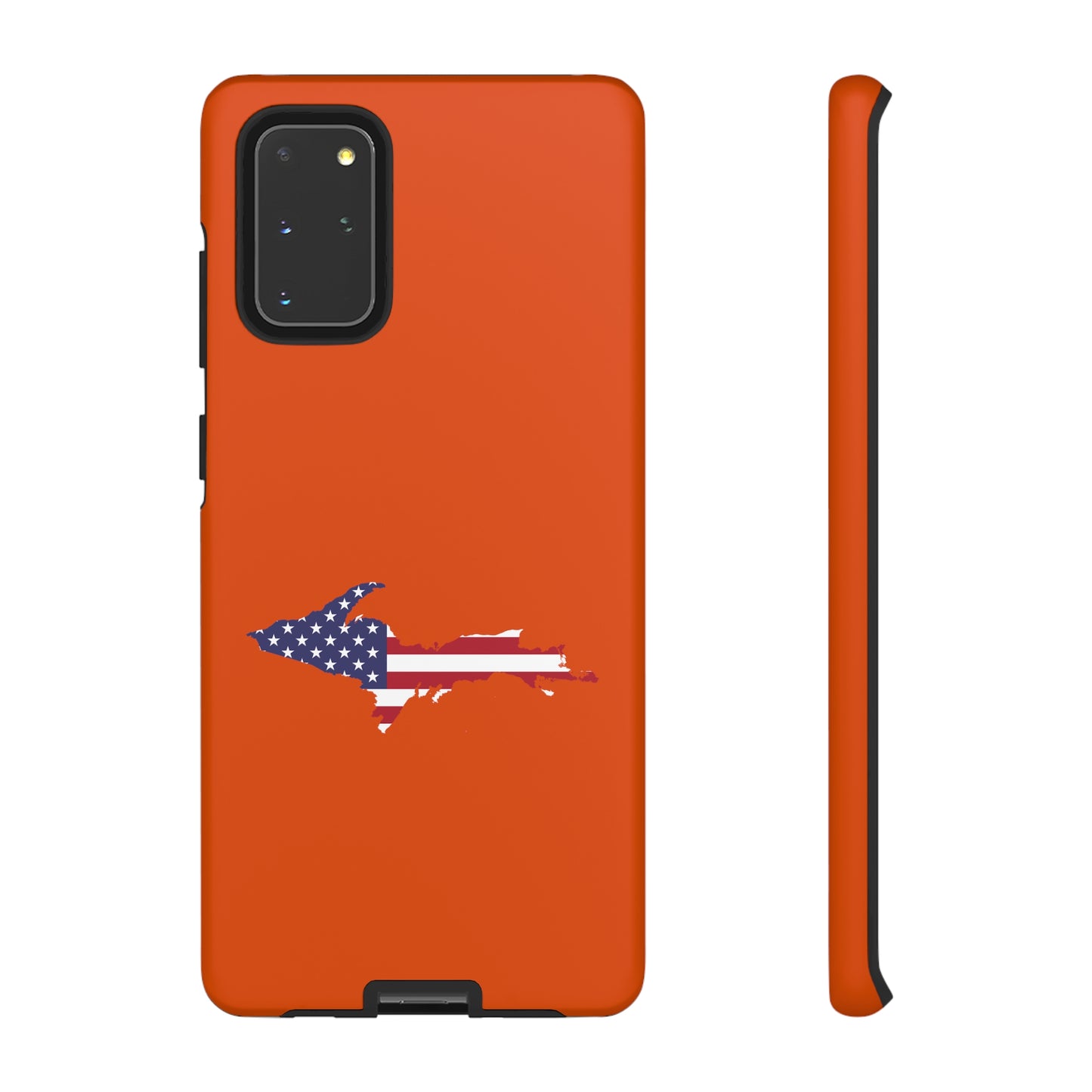 Michigan Upper Peninsula Tough Phone Case (Maple Leaf Orange w/ UP USA Flag Outline) | Samsung & Pixel Android