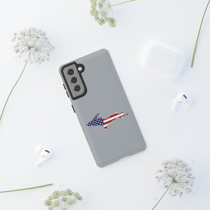 Michigan Upper Peninsula Tough Phone Case (Silver w/ UP USA Flag Outline) | Samsung & Pixel Android