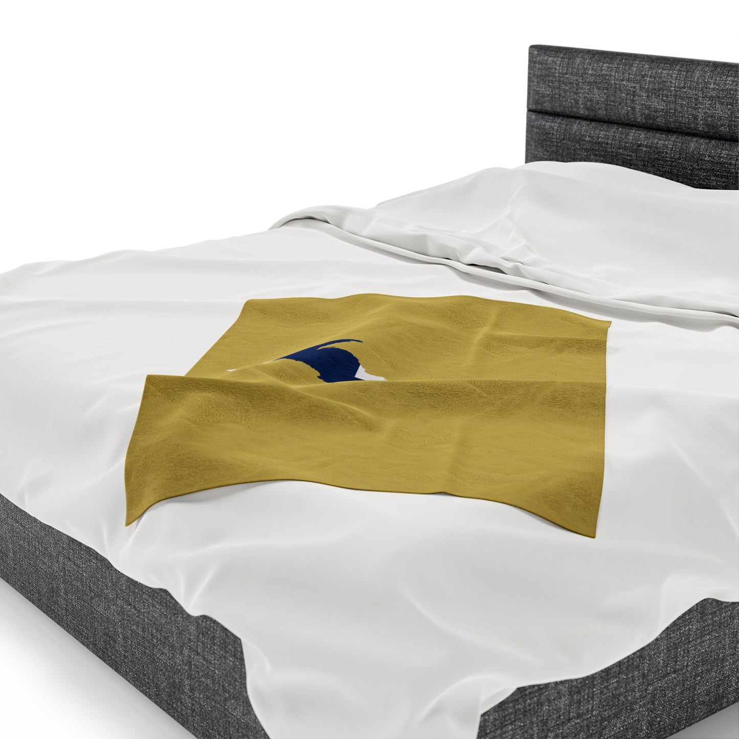 Michigan Upper Peninsula Plush Blanket (w/ UP Finland Flag Outline) | Plum Yellow