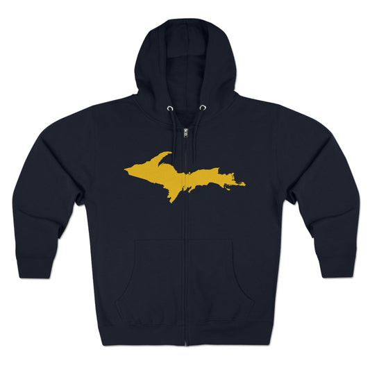 Michigan Upper Peninsula Full-Zip Hoodie (w/ Gold UP Outline)