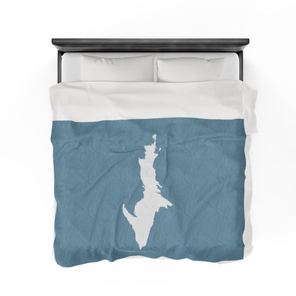 Michigan Upper Peninsula Plush Blanket (w/ UP Outline) | Opal Blue