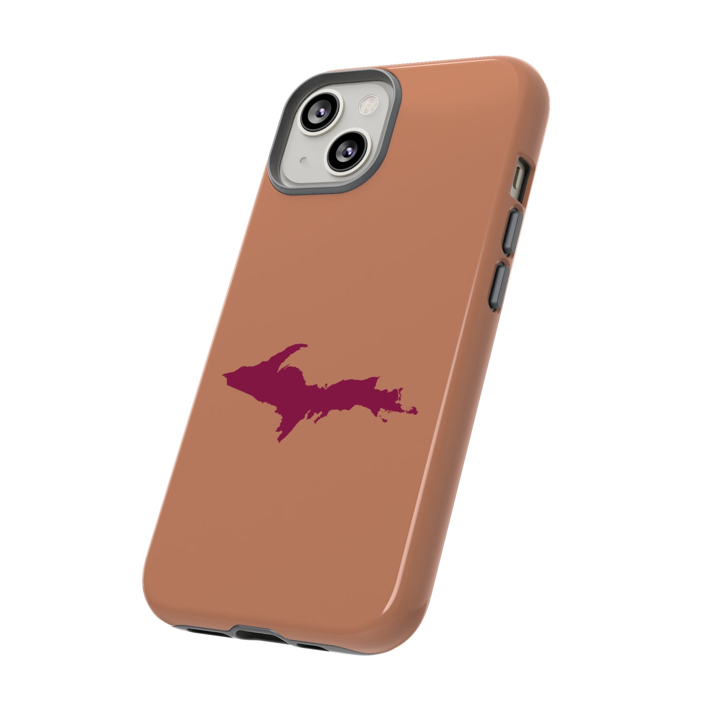 Michigan Upper Peninsula Tough Phone Case (Copper Color w/ Ruby UP Outline) | Apple iPhone