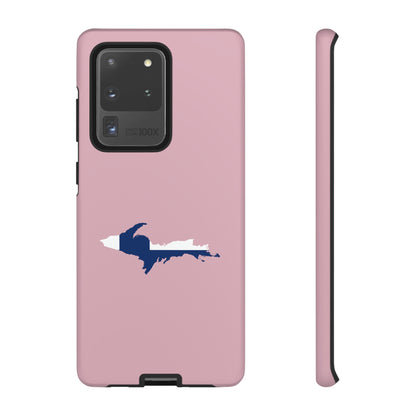 Michigan Upper Peninsula Tough Phone Case (Pink w/ UP Finland Flag Outline) | Samsung & Pixel Android