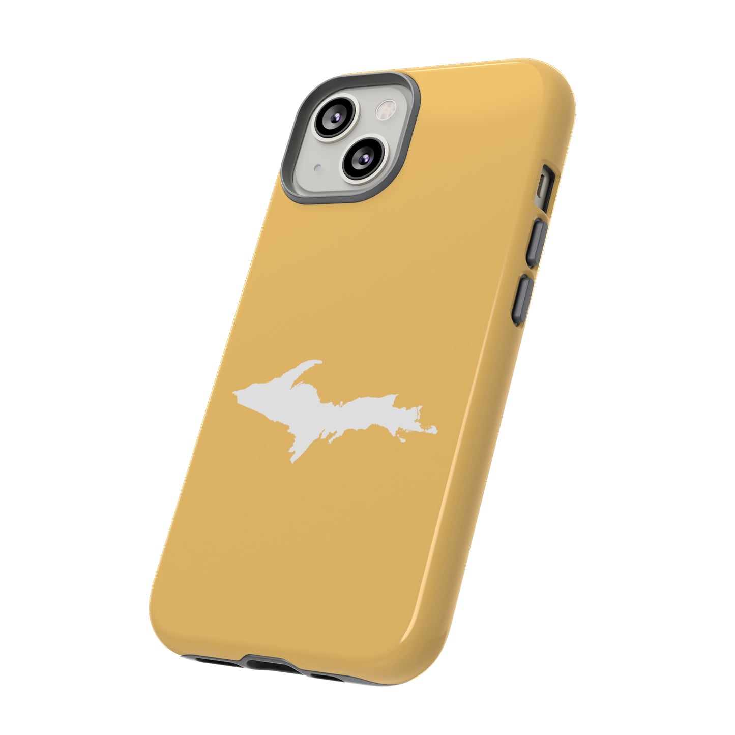 Michigan Upper Peninsula Tough Phone Case (Citrine Color w/ UP Outline) | Apple iPhone